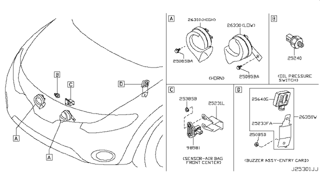 2009 Nissan Murano Buzzer Assy-Entry Card Diagram for 256401AE0A