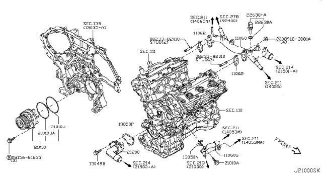 2008 Nissan Murano  Bolt FLANGE Diagram for 13075JA10B