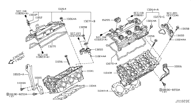 2013 Nissan Murano Bolt FLG, Hex Type 2 Diagram for 081B08251A
