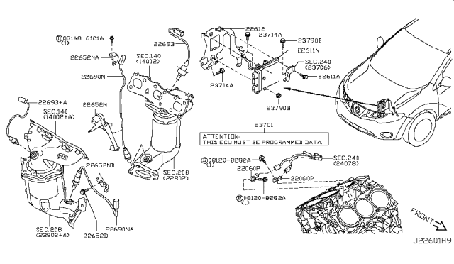 2011 Nissan Murano Knock Sensor Diagram for 22060JK20B