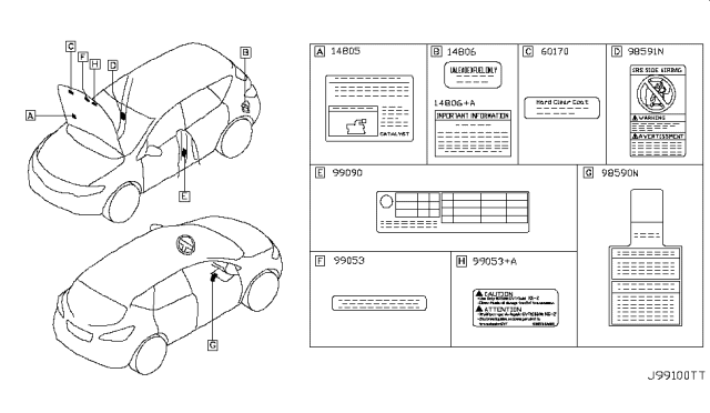 2011 Nissan Murano  LABL UNLEADED Fuel Diagram for 14806ZZ00A
