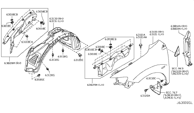 2013 Nissan Murano Clip Diagram for 638481AA1B