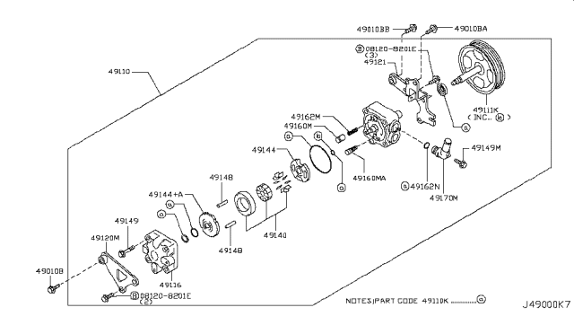 2009 Nissan Murano  Bolt-Belt TENSIONER Diagram for 01125N8061