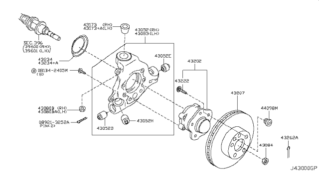 2009 Nissan Murano  Nut-Knuckle Spindle Diagram for 40262EG010