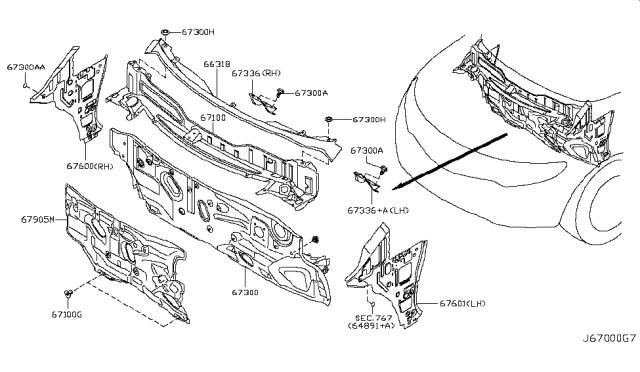 2014 Nissan Murano Dash-Upper Diagram for F71001AA0A
