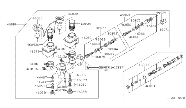 1982 Nissan 200SX Band-Reservoir Diagram for 46016W0400