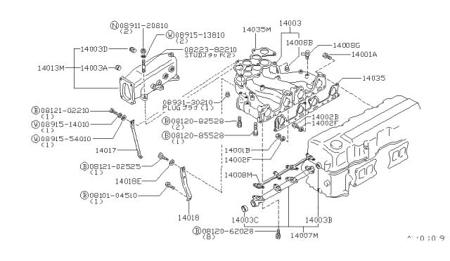 1982 Nissan 200SX  Gasket Intake Manifold Diagram for 14035W1500