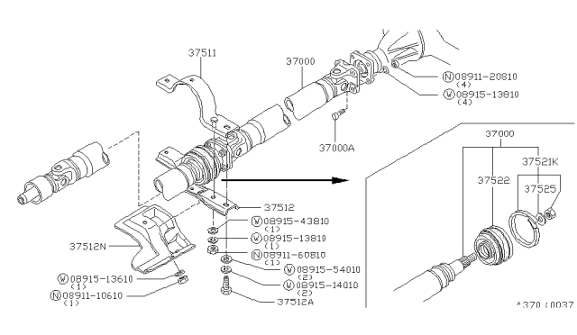 1983 Nissan 200SX Bolt Diagram for 0111100051