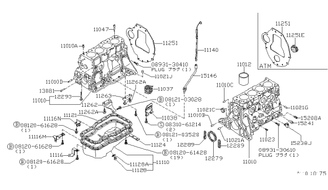 1979 Nissan 200SX  Oil Filter Stud Diagram for 15213W0400