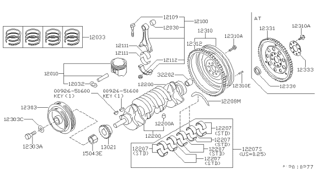 1995 Nissan 200SX  Washer-Thrust Diagram for 1228053Y00
