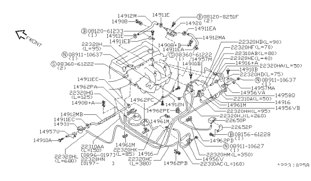 1997 Nissan Sentra  Clamp Hose Diagram for 1643942L00