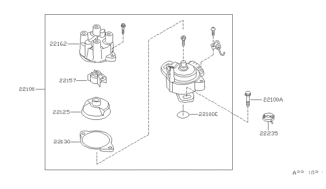 1995 Nissan Sentra  Distributor ASY Diagram for 221000M200
