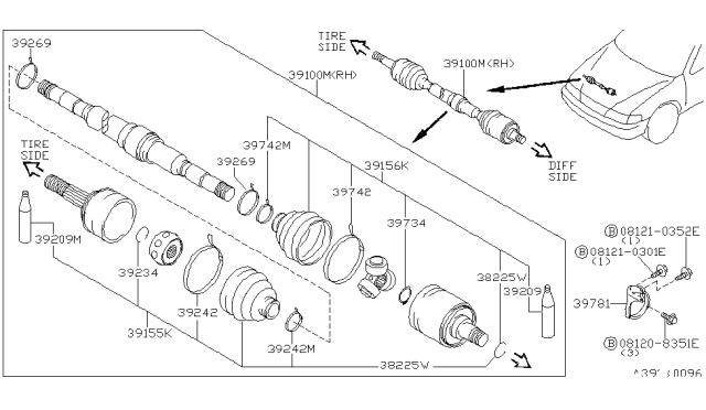 1998 Nissan 200SX Repair Kit-Dust Boot, Outer Diagram for 392410M325