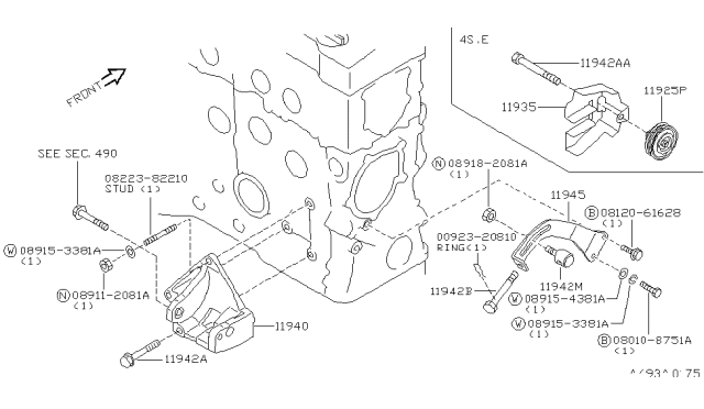 1999 Nissan 200SX Pulley Assy-Idler Diagram for 119252M300