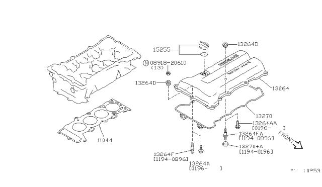 1997 Nissan Sentra Cover Assy-Valve Rocker Diagram for 132640M600