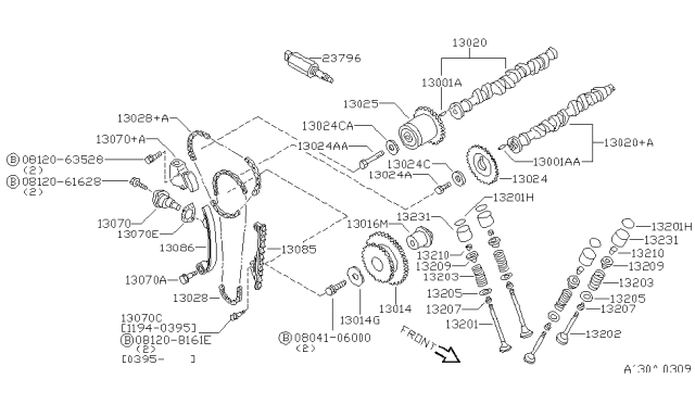 1998 Nissan 200SX  TENSIONER Chain Diagram for 130702J200