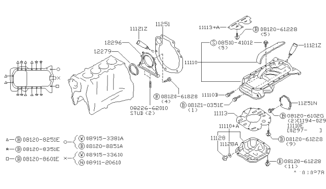 1999 Nissan 200SX Bolt-Hex Diagram for 081208601E