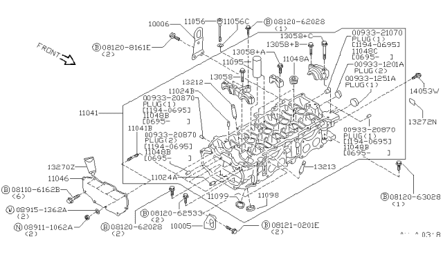 1995 Nissan Sentra  Plug-Ball Diagram for 1105131U00