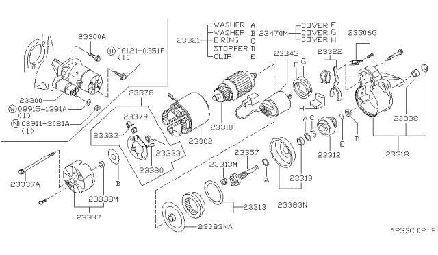1997 Nissan 200SX  Lever Set-Shift Diagram for 233220M300