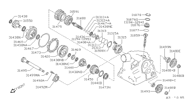 1999 Nissan Sentra Seal-Ring, Bearing Retainer Diagram for 3152531X13