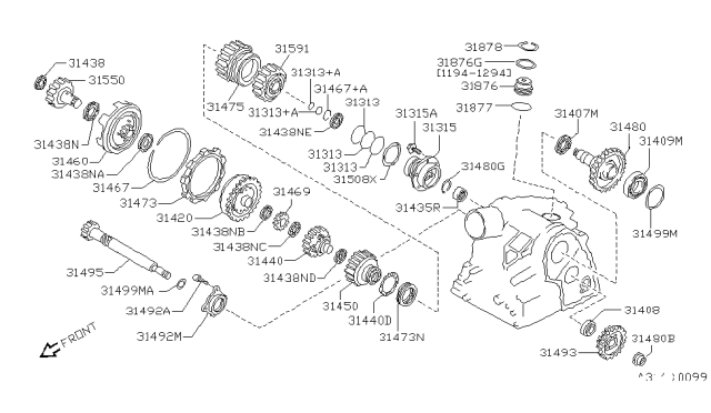1997 Nissan 200SX  Bearing-Ball Diagram for 3140931X02