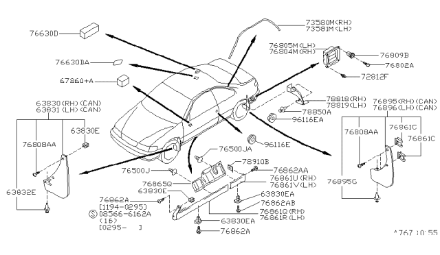 1997 Nissan 200SX Grommet Diagram for 7684835F20