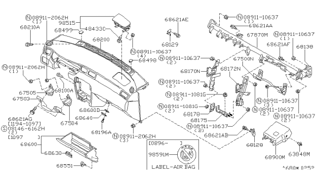 1998 Nissan 200SX Bolt Diagram for 011250003U