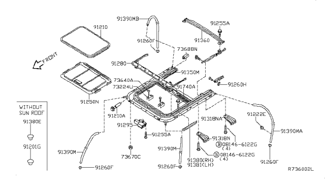 2008 Nissan Maxima  Grommet Diagram for 748168J010