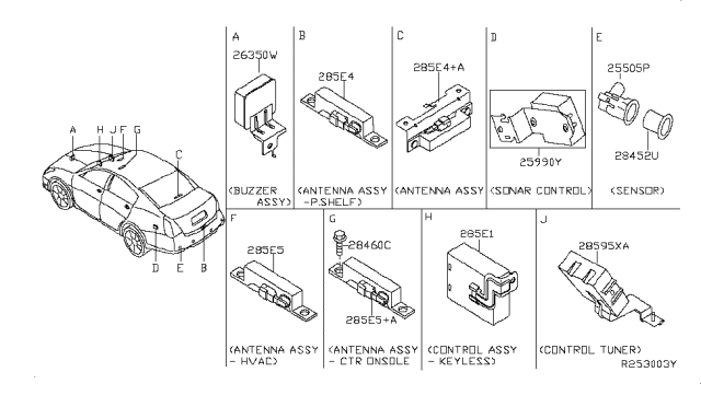 2007 Nissan Maxima Control Assembly-Smart KEYLESS Diagram for 285E1ZK30A