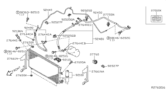 2004 Nissan Maxima Pipe-Front Cooler, High Diagram for 924407Y100