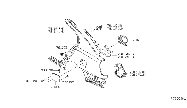 2006 Nissan Maxima Fender-Rear, RH Diagram for 781007Y030