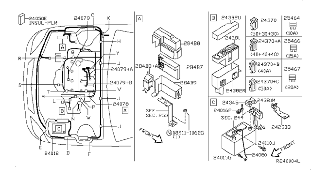 2005 Nissan Maxima  Harness Assembly-EGI Diagram for 240118Y000