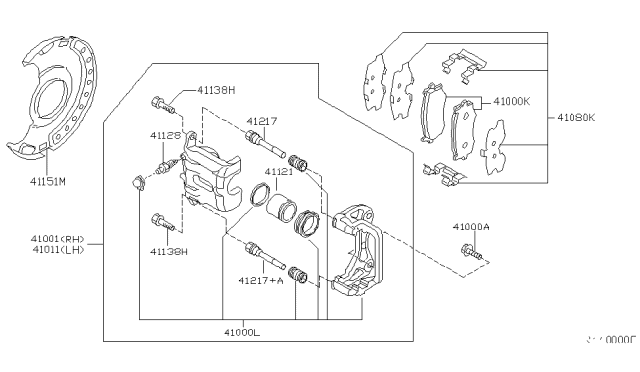 2005 Nissan Maxima  CALIPER Assembly-Front LH, W/O Pads Or SHIMS Diagram for 410117Y005