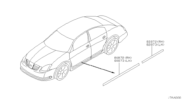 2006 Nissan Maxima MOULDING - Rear Door, RH Diagram for 828707Y900