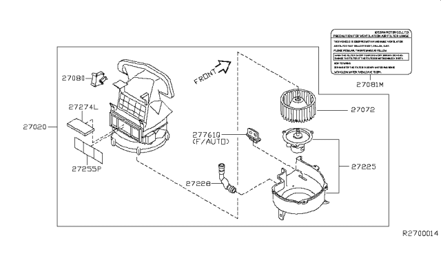 2008 Nissan Maxima Air Conditioner Air Filter Kit Diagram for 272774M400