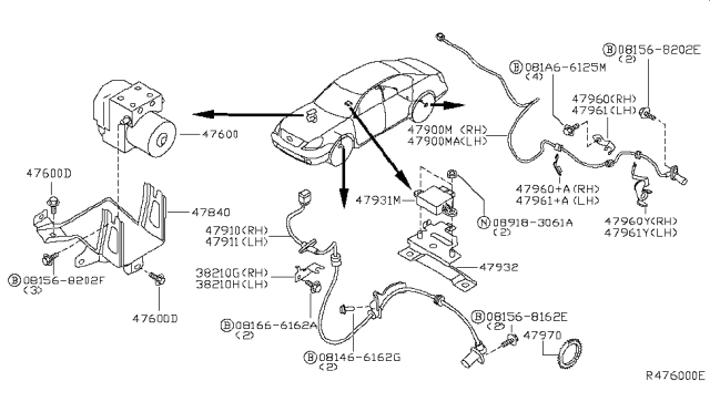 2006 Nissan Maxima  Bolt Diagram for 47604AL500