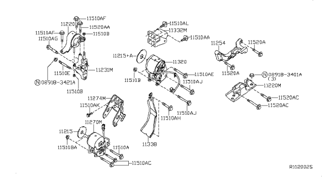 2006 Nissan Maxima  Bolt Diagram for 112988Y000