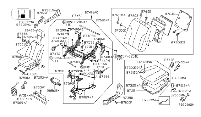 2005 Nissan Maxima  Switch Assembly-Front Seat, LH Diagram for 870662Y001