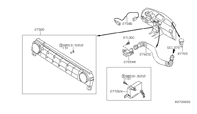 2005 Nissan Maxima Control Assembly-Air Conditioner, Auto Diagram for 275007Y000