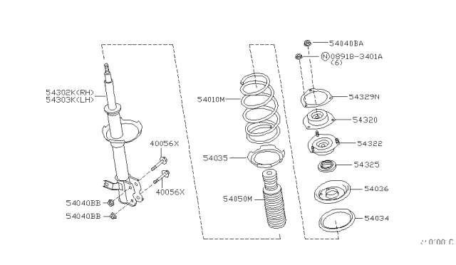 2006 Nissan Maxima  Bolt-Knuckle Arm Diagram for 400568J002