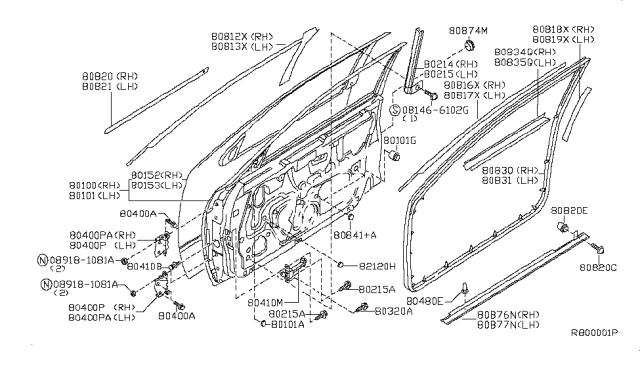 2007 Nissan Maxima Moulding Assy-Front Door Outside, LH Diagram for 808217Y000