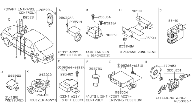 2008 Nissan Maxima Remote Control Key Fob Diagram for 285E3EW81D