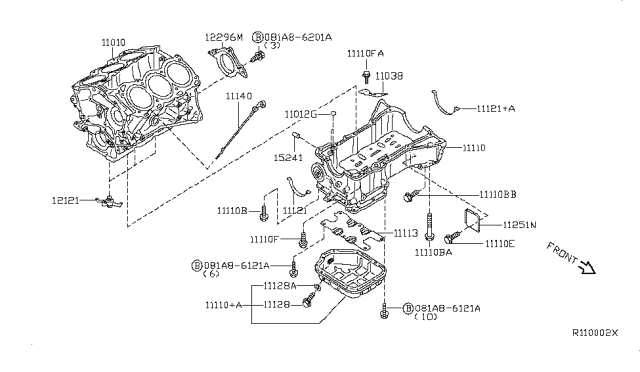2007 Nissan Maxima  Bolt Diagram for 11035EA210