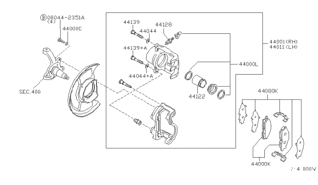 2005 Nissan Maxima  Rear Brake Pads Kit Diagram for 44060AL586
