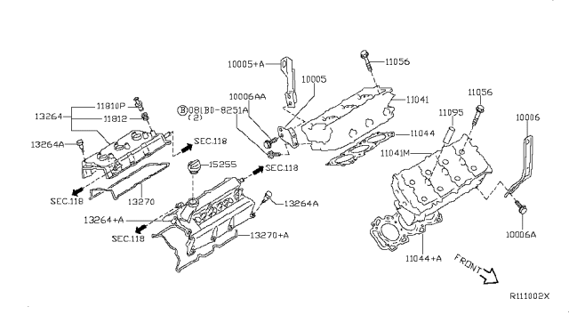 2007 Nissan Maxima Rocker Cover Gasket Diagram for 13270EA21A