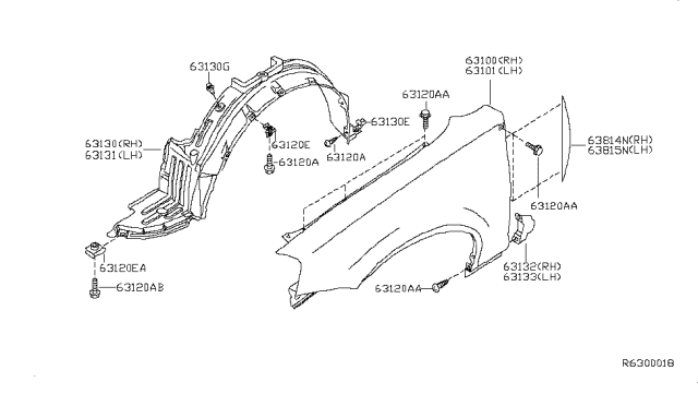 2006 Nissan Maxima Protector-End, L Diagram for 638157Y000