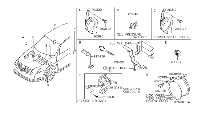 2006 Nissan Maxima  Horn Assembly - Electric Low Diagram for 25620ZB000