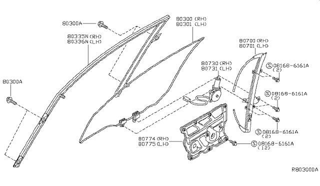 2006 Nissan Maxima Motor Assy-Regulator, LH Diagram for 807317Y000