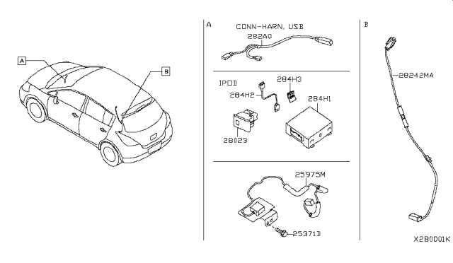 2012 Nissan Versa  Antenna Assy-Gps Diagram for 25975ZW80B