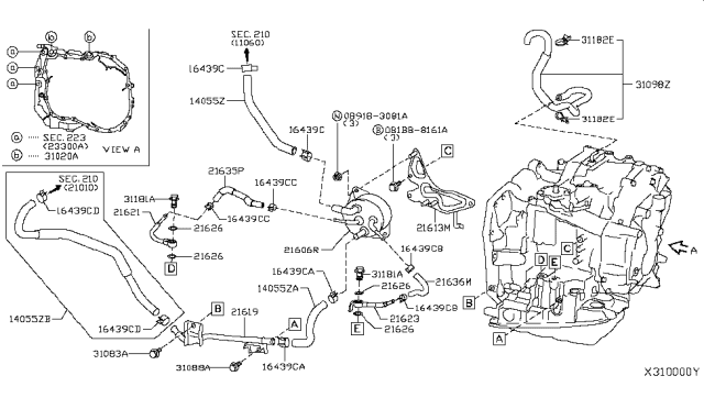 2010 Nissan Versa Bolt-FLG, Hex Pp Type 2 9T M8 Diagram for 081B88161A